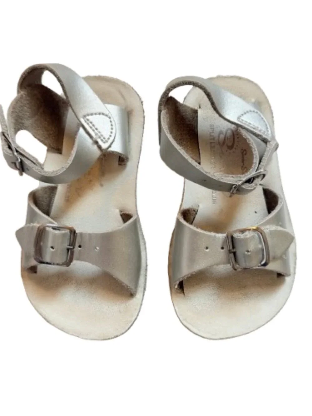Salt Water Sandals Sun-San Surfer Metallic Silver Toddler Size 6